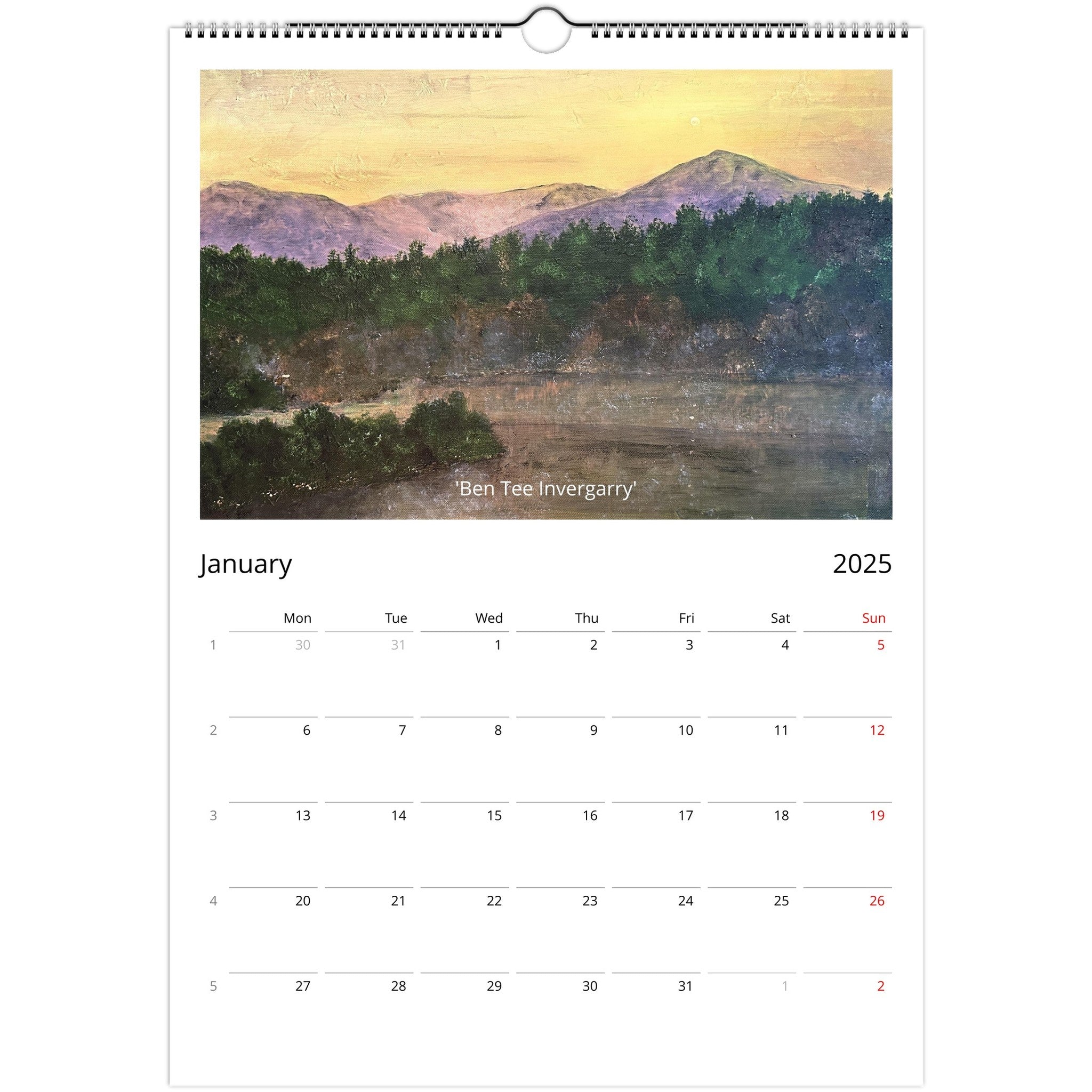 2025 A3 Art Calendar | Hunter Scottish Artist | Hunter Scottish Artist | Paintings, Prints, Homeware and Art Gifts From Scotland By Scottish Artist Kevin Hunter