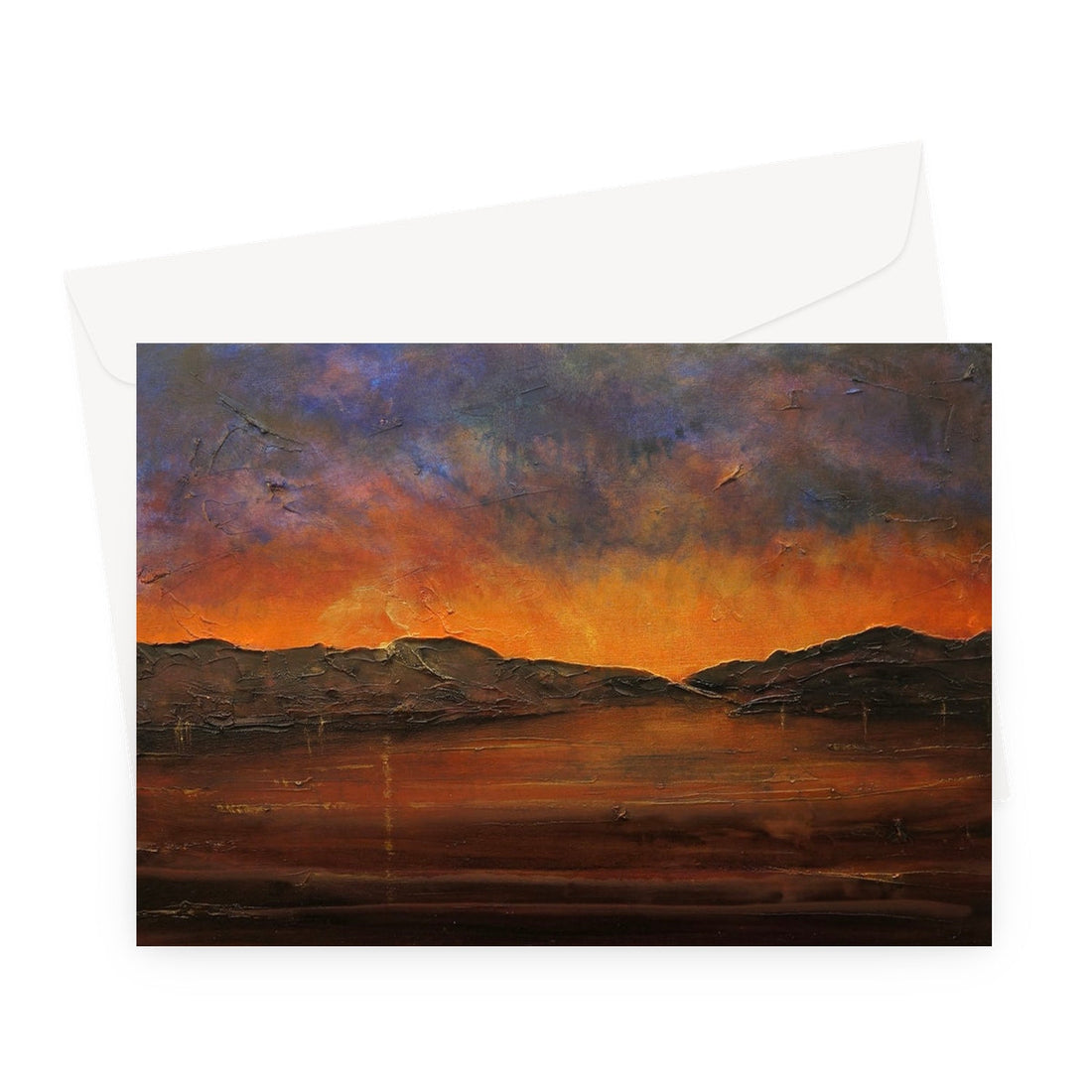 A Brooding Clyde Dusk Scottish Art Gifts Greeting Card | River Clyde Art Gallery | Paintings, Prints, Homeware and Art Gifts From Scotland By Scottish Artist Kevin Hunter