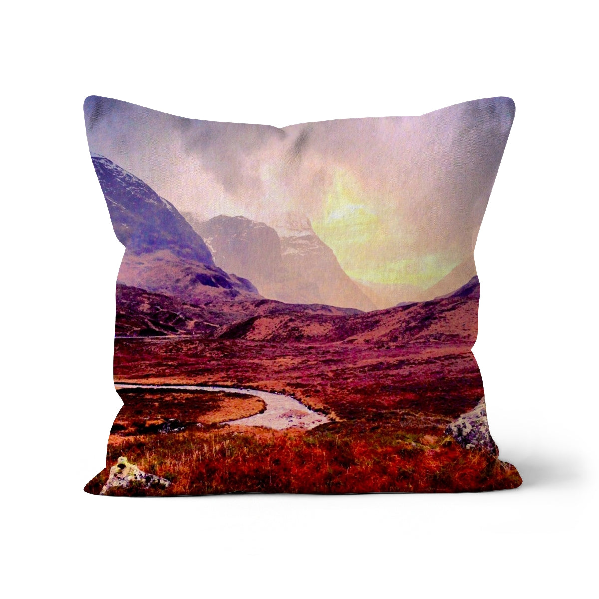 A Brooding Glencoe Art Gifts Cushion | Glencoe Art Gallery | Paintings, Prints, Homeware and Art Gifts From Scotland By Scottish Artist Kevin Hunter