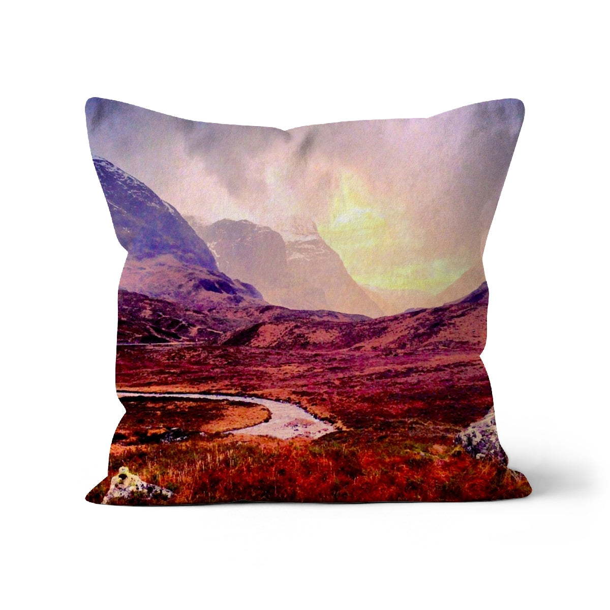 A Brooding Glencoe Art Gifts Cushion | Glencoe Art Gallery | Paintings, Prints, Homeware and Art Gifts From Scotland By Scottish Artist Kevin Hunter