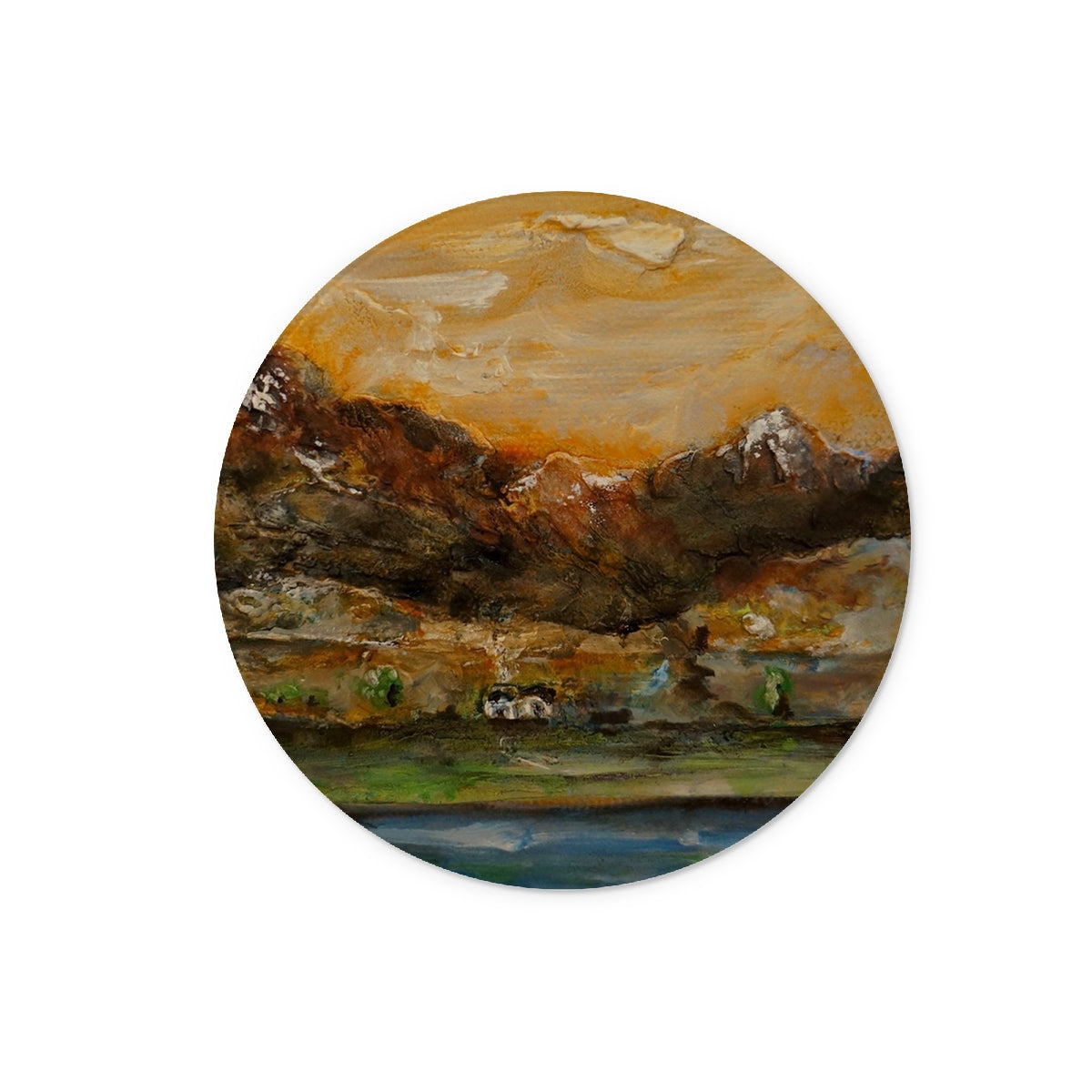 A Glencoe Cottage Art Gifts Glass Chopping Board | Glencoe Art Gallery | Paintings, Prints, Homeware and Art Gifts From Scotland By Scottish Artist Kevin Hunter