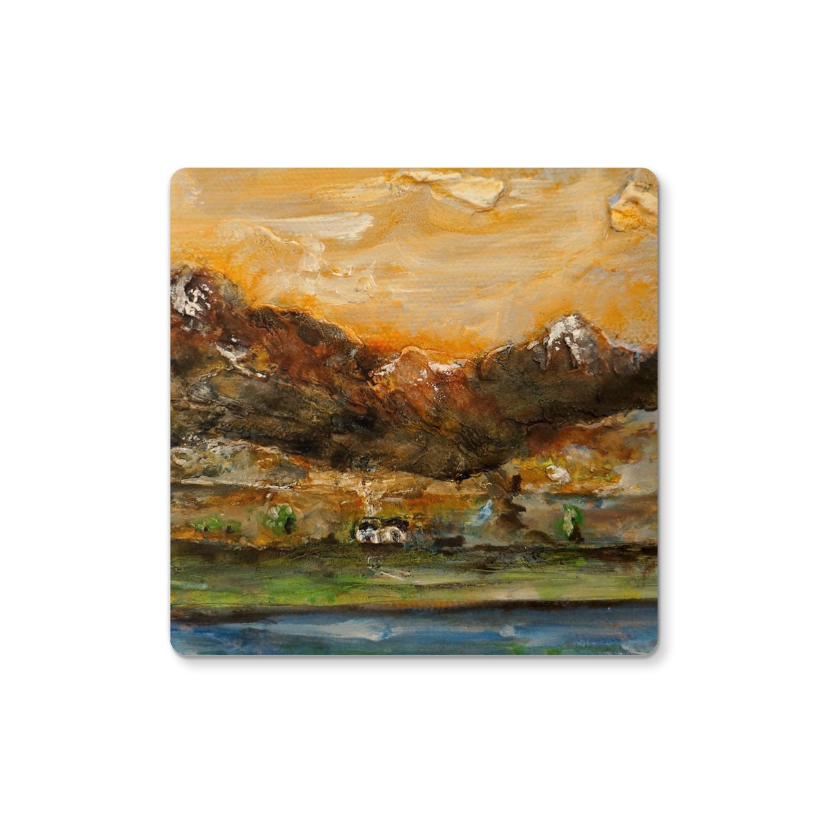 A Glencoe Cottage | Scottish Art Gifts | Coaster | Glencoe Art Gallery | Paintings, Prints, Homeware and Art Gifts From Scotland By Scottish Artist Kevin Hunter