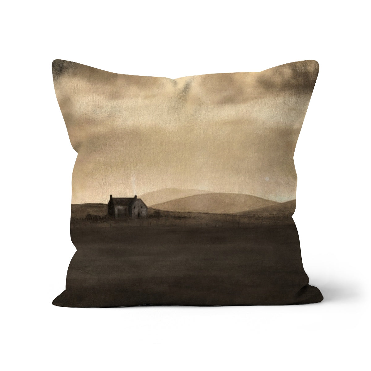 A Moonlit Croft Art Gifts Cushion | Hebridean Islands Art Gallery | Paintings, Prints, Homeware and Art Gifts From Scotland By Scottish Artist Kevin Hunter