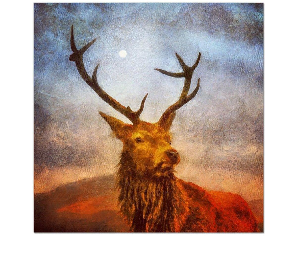 A Moonlit Highland Stag-art-painting-scotland