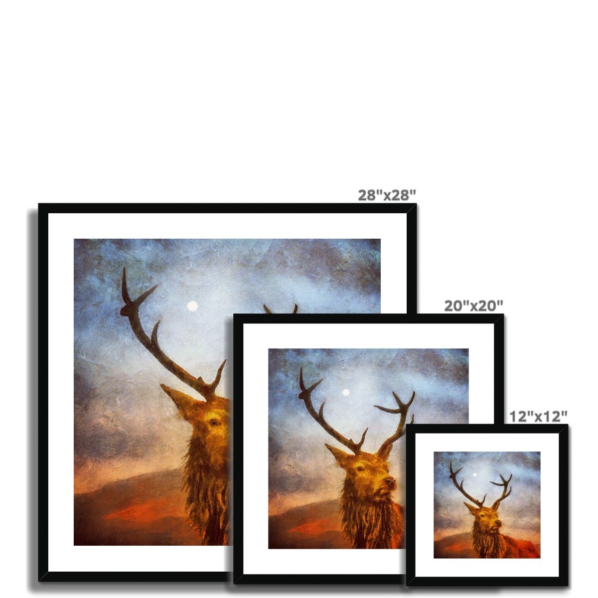 A Moonlit Highland Stag Painting | Framed &amp; Mounted Prints From Scotland