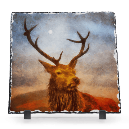 A Moonlit Stag Scottish Slate Art