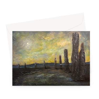 An Ethereal Ring Of Brodgar Scottish Art Gifts Greeting Card | Orkney Art Gallery | Paintings, Prints, Homeware and Art Gifts From Scotland By Scottish Artist Kevin Hunter