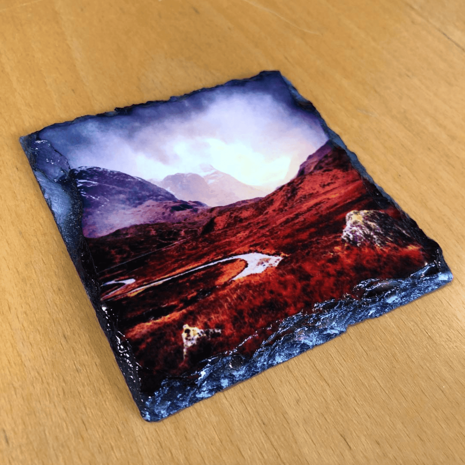 Arran Sunset ii Scottish Slate Art | Arran Art Gallery | Paintings, Prints, Homeware and Art Gifts From Scotland By Scottish Artist Kevin Hunter