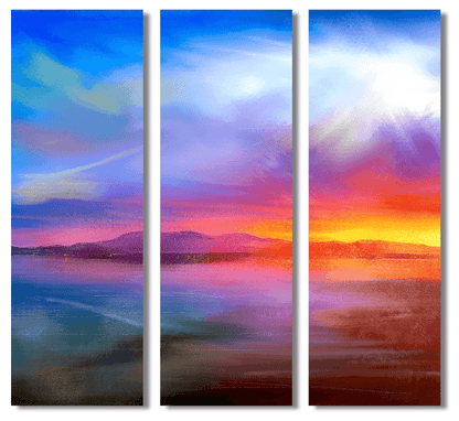 Arran Sunset Painting Signed Fine Art Triptych Canvas