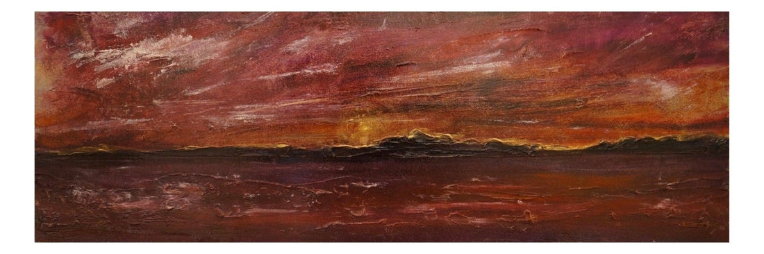 Arran Winter Dusk ii | Panoramic Painting &amp; Art Prints | Arran Art Gallery | Paintings, Prints, Homeware and Art Gifts From Scotland By Scottish Artist Kevin Hunter