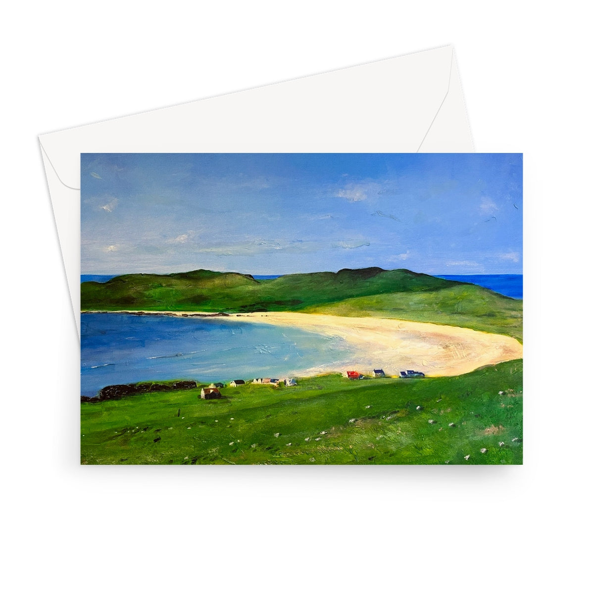 Balephuil Beach Tiree Scottish Art Gifts Greeting Card | Hebridean Islands Art Gallery | Paintings, Prints, Homeware and Art Gifts From Scotland By Scottish Artist Kevin Hunter