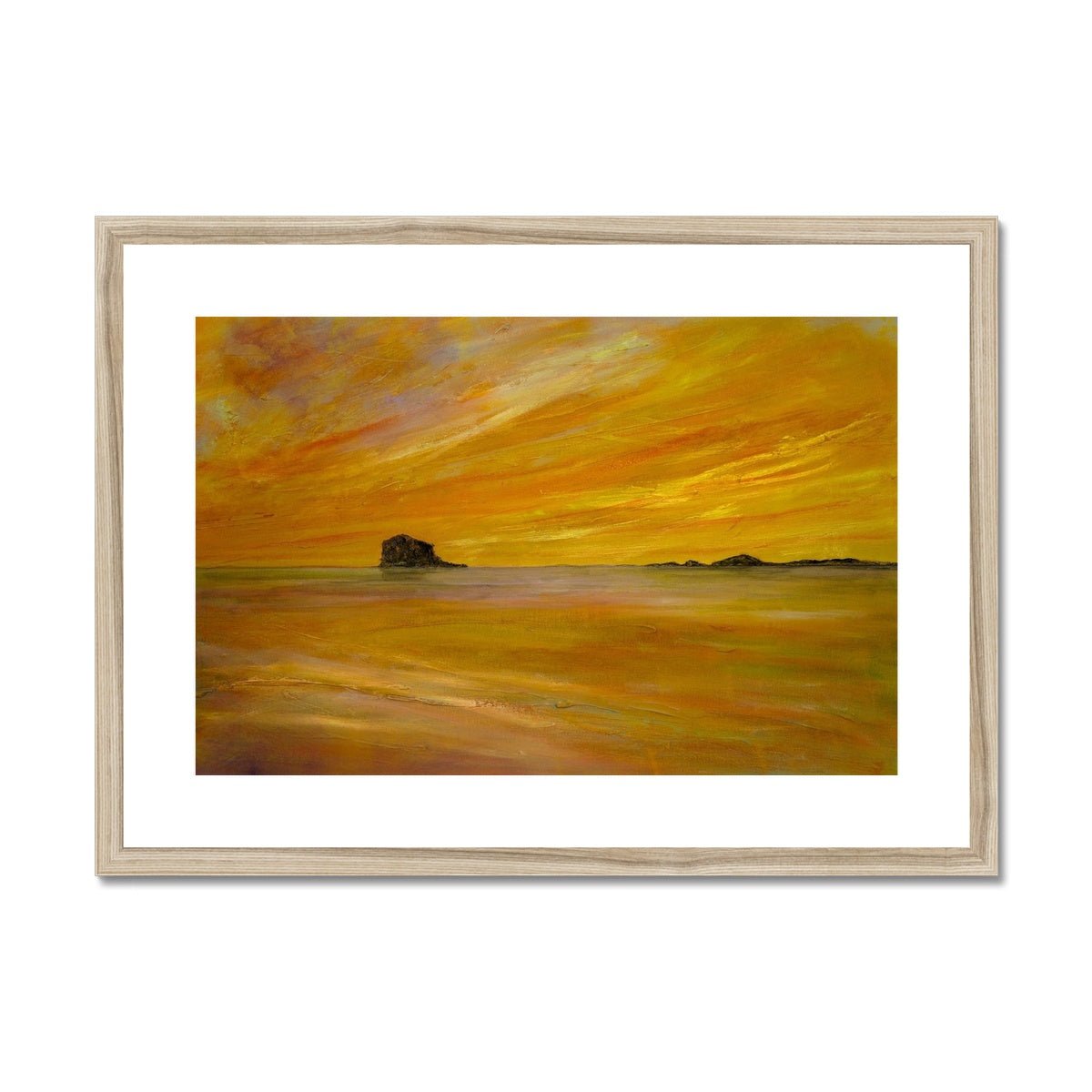 Bass Rock Dusk Painting | Framed &amp; Mounted Prints From Scotland