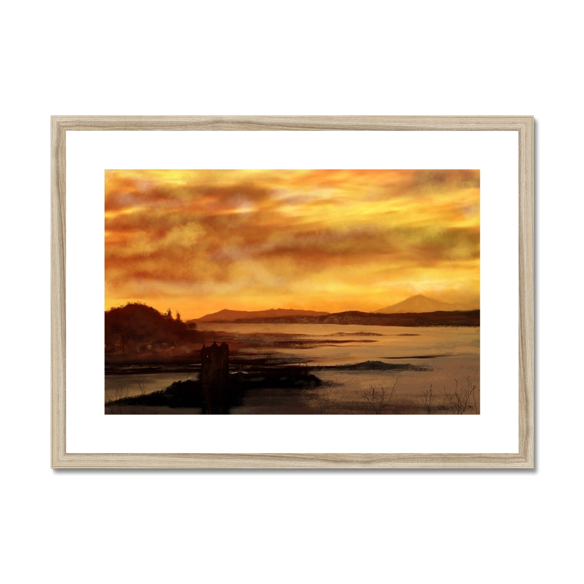 Castle Stalker Dusk Painting | Framed &amp; Mounted Prints From Scotland