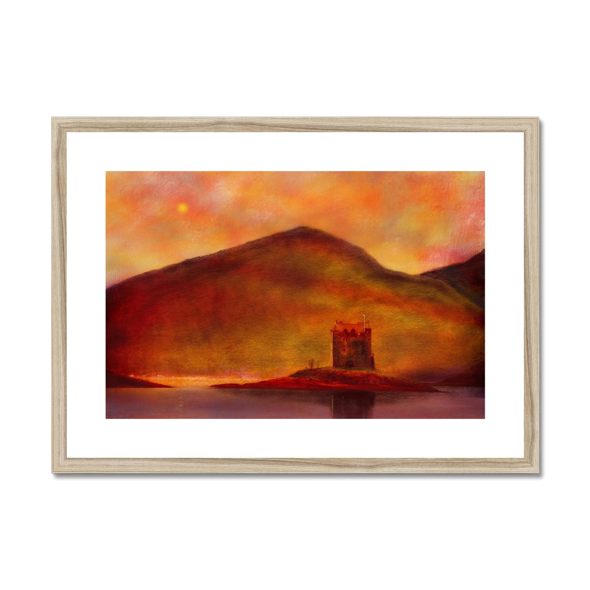 Castle Stalker Sunset Painting | Framed &amp; Mounted Prints From Scotland