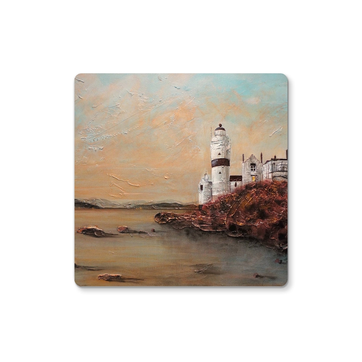 Cloch Lighthouse Dawn | Scottish Art Gifts | Coaster | River Clyde Art Gallery | Paintings, Prints, Homeware and Art Gifts From Scotland By Scottish Artist Kevin Hunter