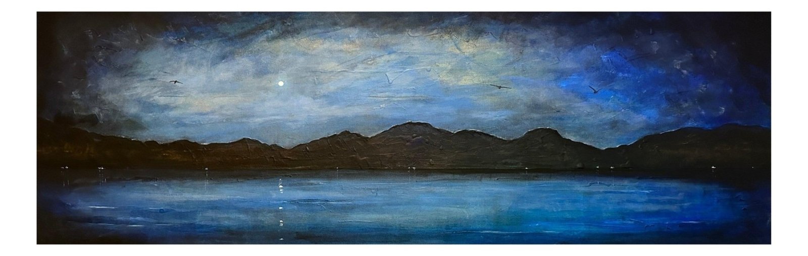 Clyde Night Closure | Panoramic Painting & Art Prints | River Clyde Art Gallery | Paintings, Prints, Homeware and Art Gifts From Scotland By Scottish Artist Kevin Hunter