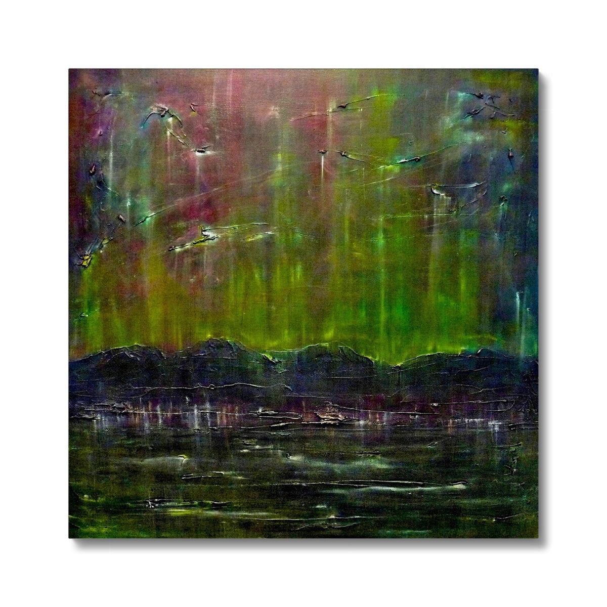 Cromarty Harbour Northern Lights Canvas | Scottish Highlands & Lowlands Art Gallery | Paintings, Prints, Homeware and Art Gifts From Scotland By Scottish Artist Kevin Hunter