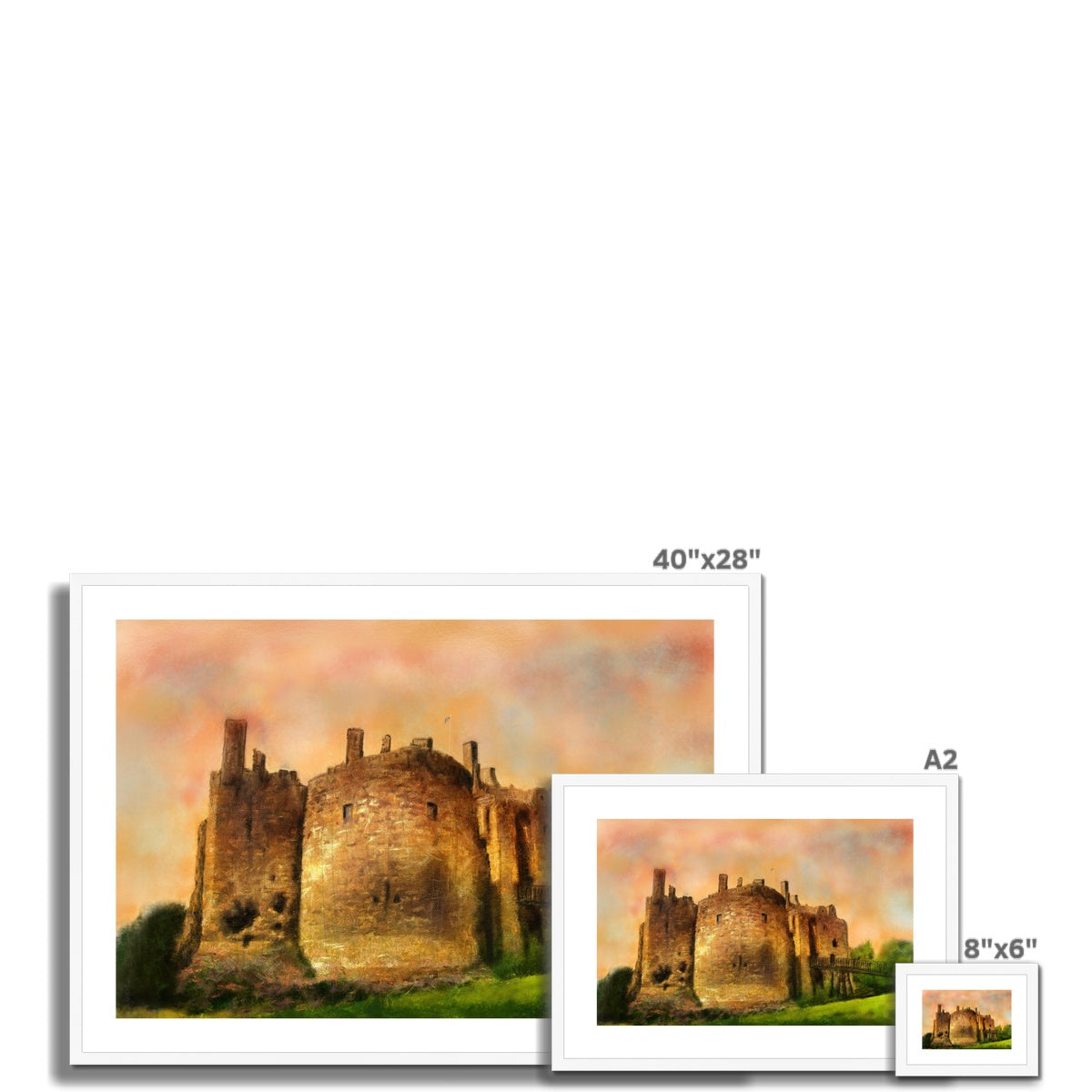 Dirleton Castle Dusk Painting | Framed &amp; Mounted Prints From Scotland