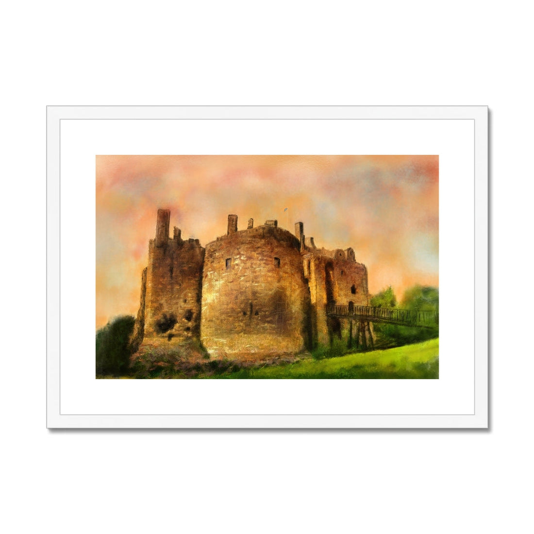 Dirleton Castle Dusk Painting | Framed &amp; Mounted Prints From Scotland