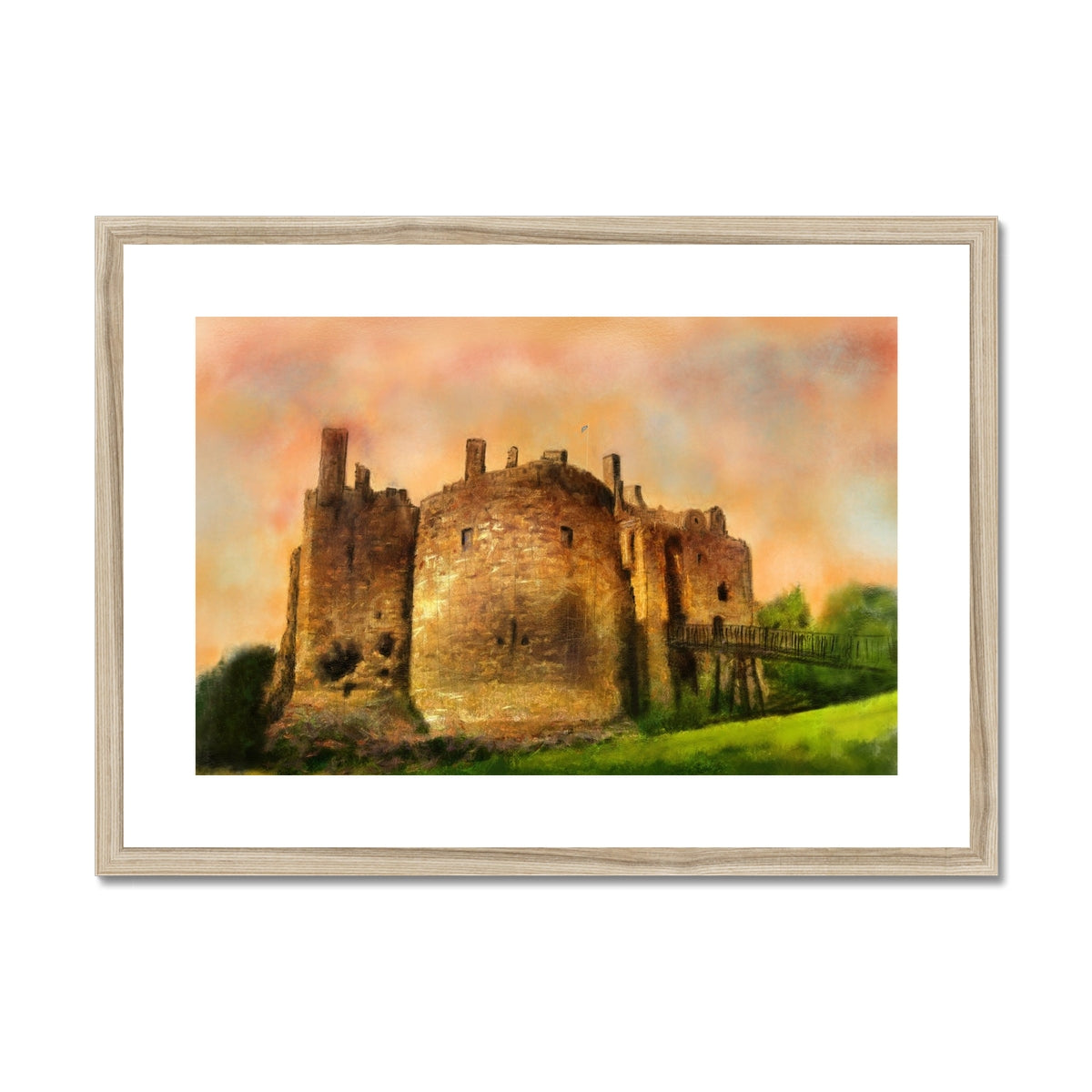 Dirleton Castle Dusk Painting | Framed &amp; Mounted Prints From Scotland