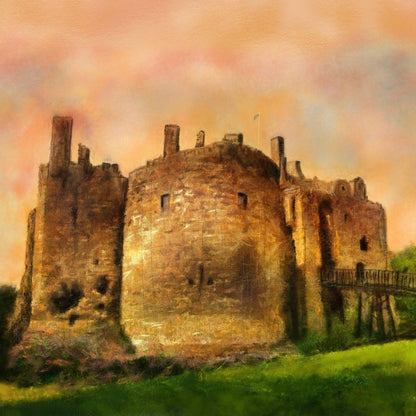 Dirleton Castle Dusk Wooden Art Block