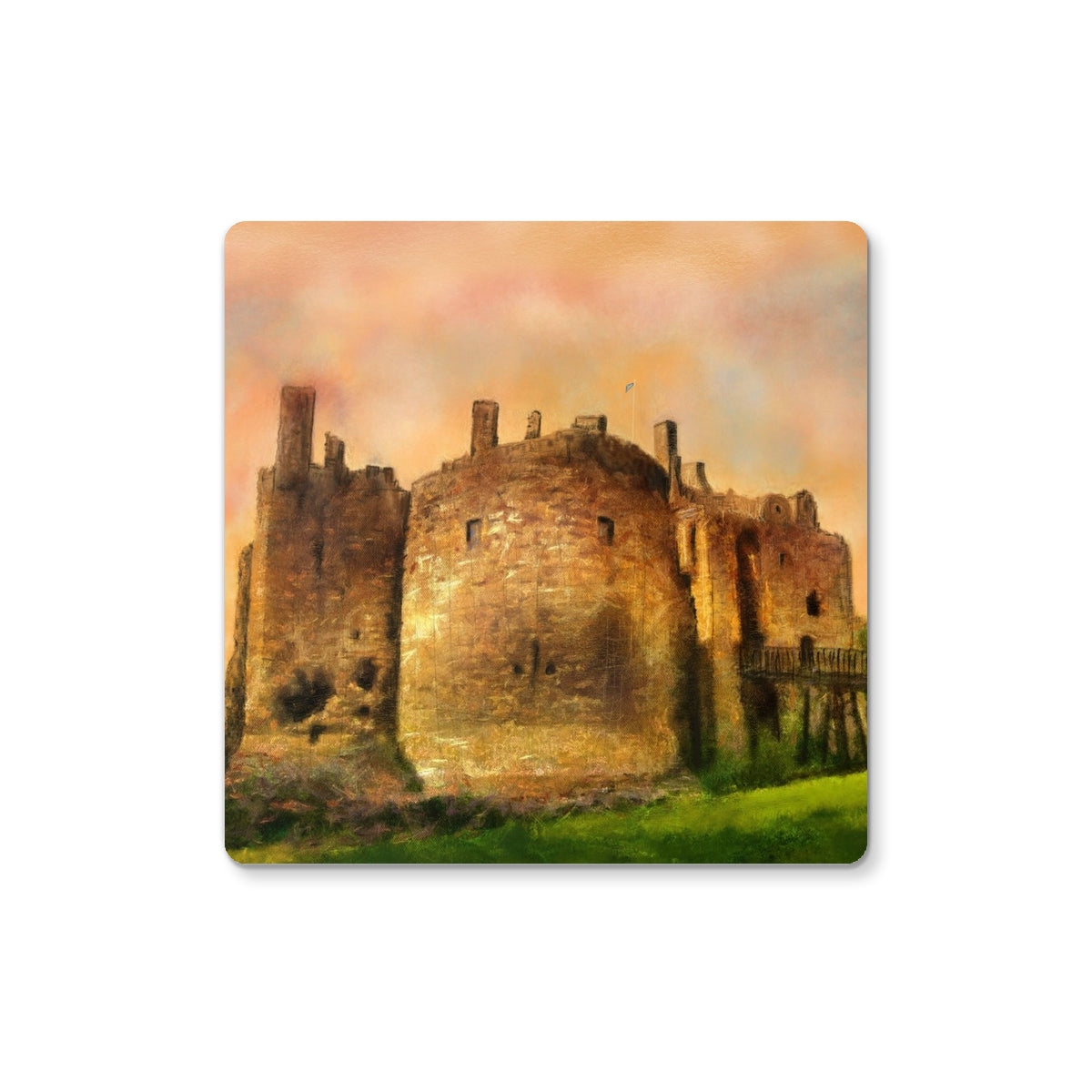 Dirleton Castle | Scottish Art Gifts | Coaster | Historic & Iconic Scotland Art Gallery | Paintings, Prints, Homeware and Art Gifts From Scotland By Scottish Artist Kevin Hunter