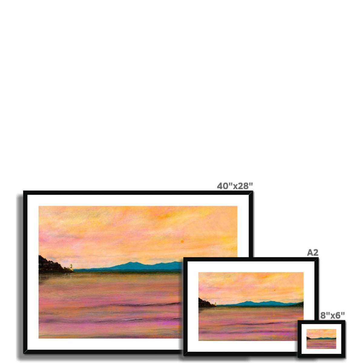 Dusk Over Arran &amp; The Cloch Lighthouse Painting | Framed &amp; Mounted Prints From Scotland