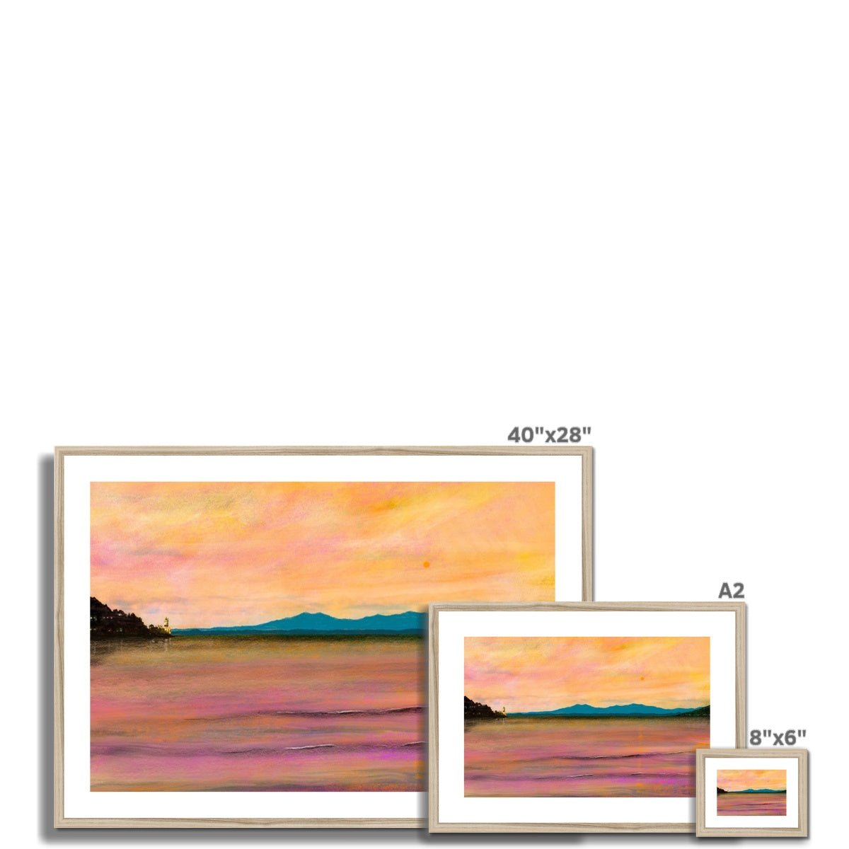 Dusk Over Arran & The Cloch Lighthouse Painting | Framed & Mounted Prints From Scotland