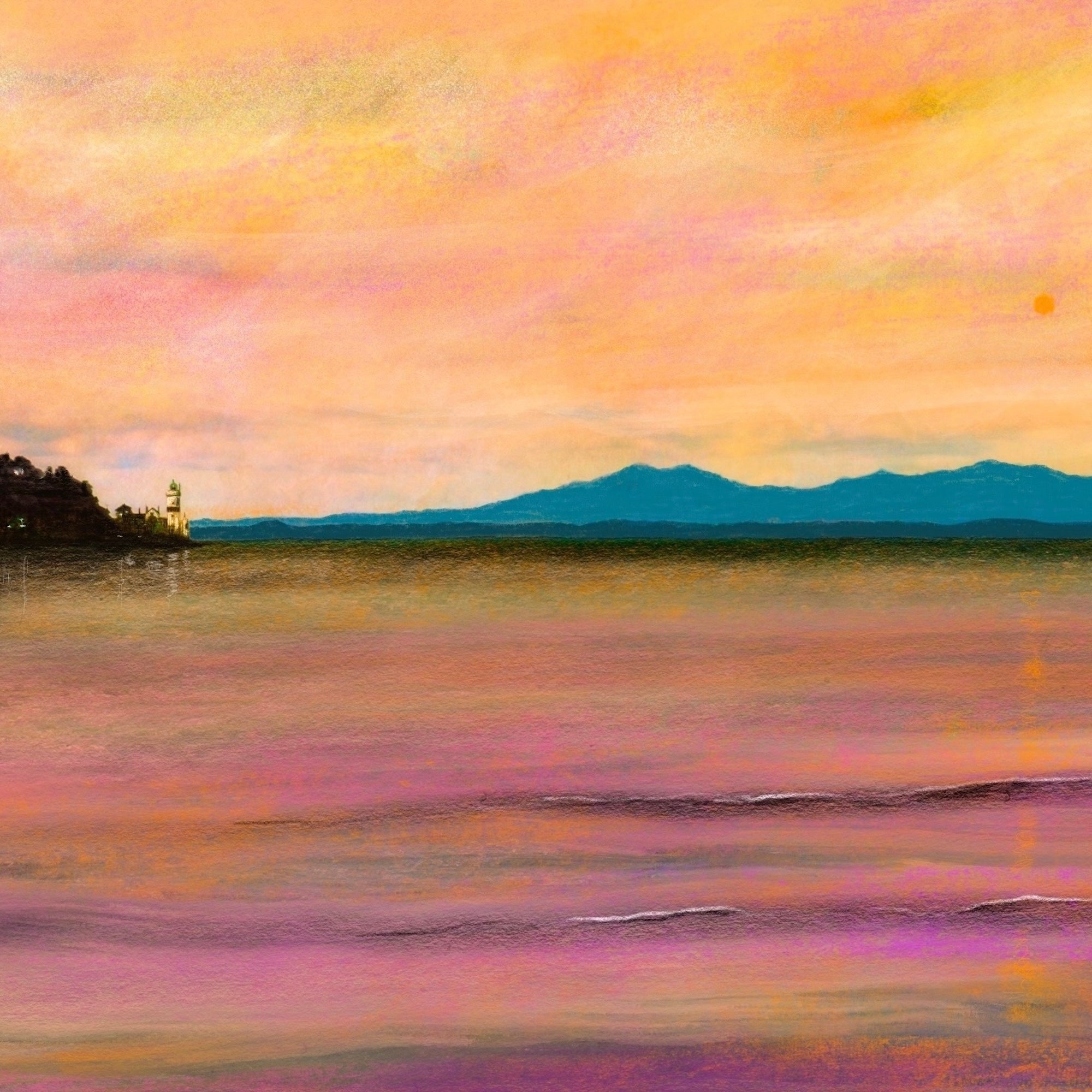 Dusk Over Arran & The Cloch Lighthouse | Scotland In Your Pocket Art Print