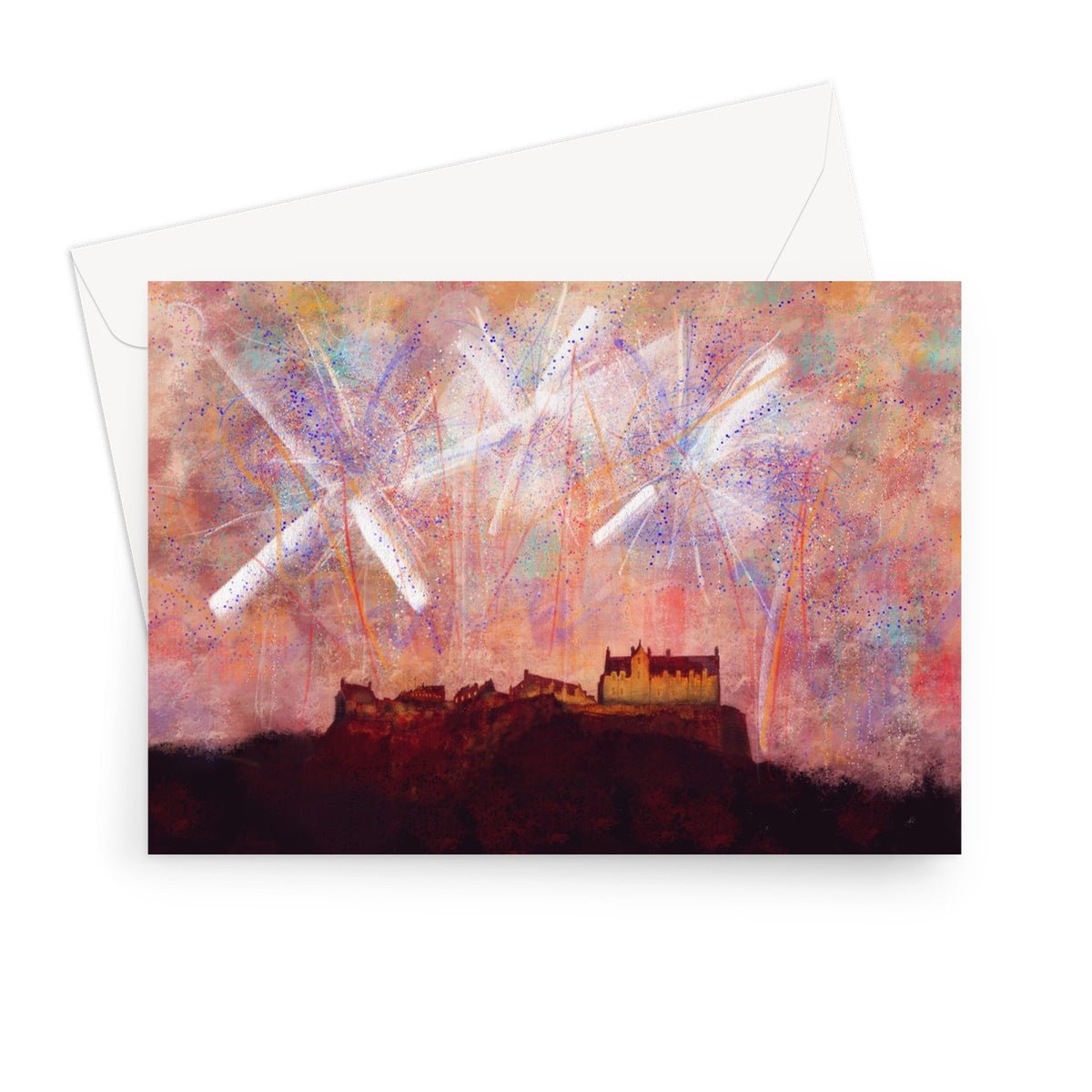 Edinburgh Castle Fireworks Scottish Art Gifts Greeting Card