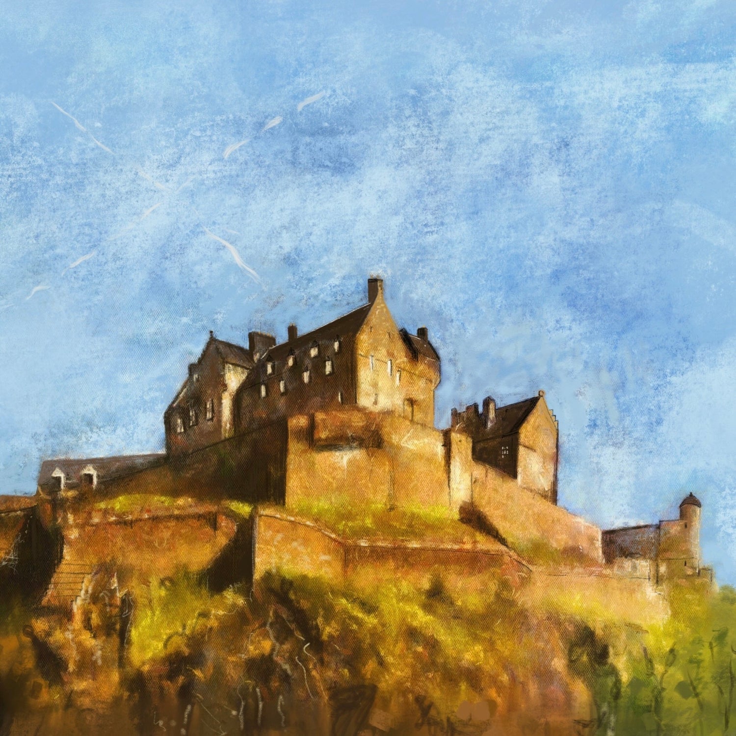 Edinburgh Castle Wooden Art Block-Edinburgh &amp; Glasgow Art Gallery