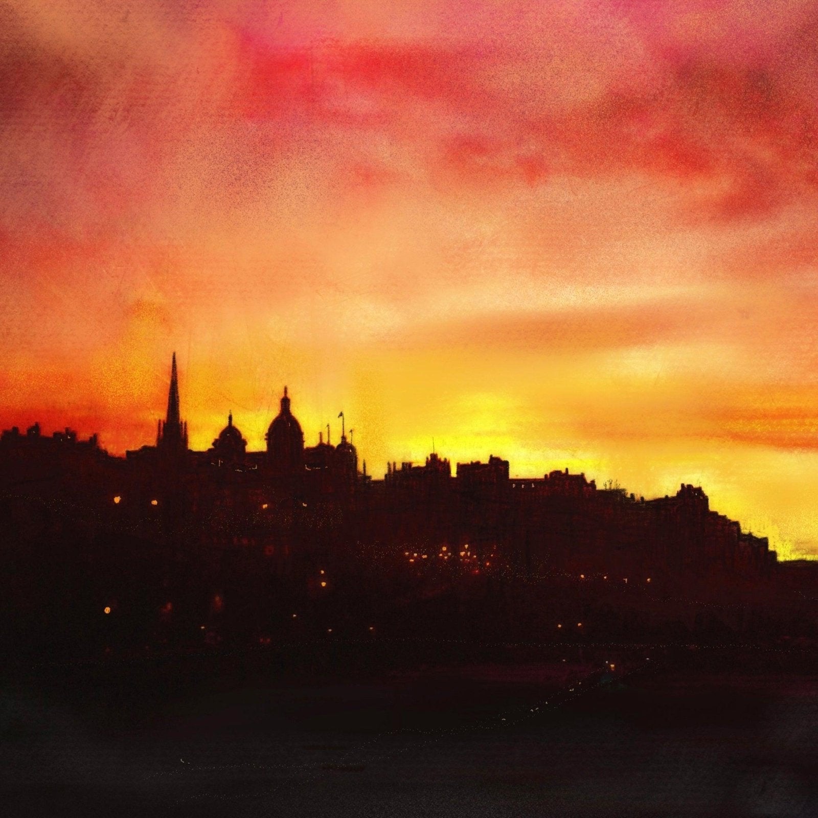 Edinburgh Sunset Wooden Art Block