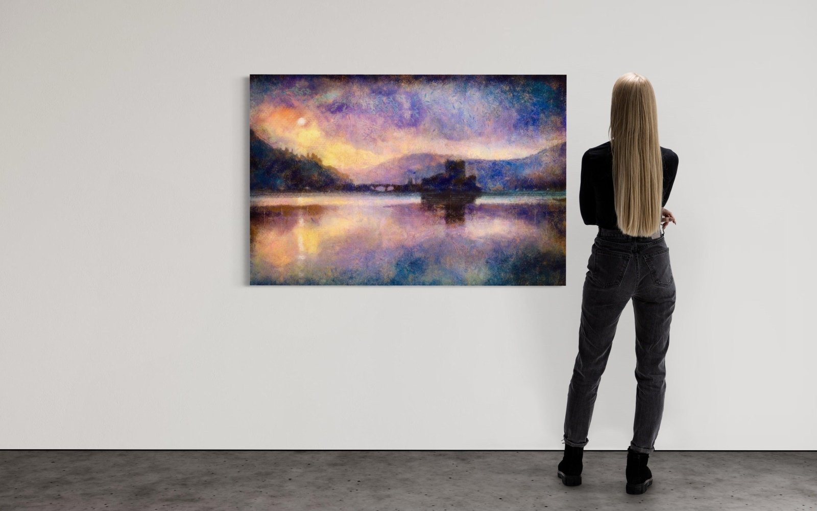 Eilean Donan Castle Moonlight 60x40 inch Stretched Canvas Statement Wall Art