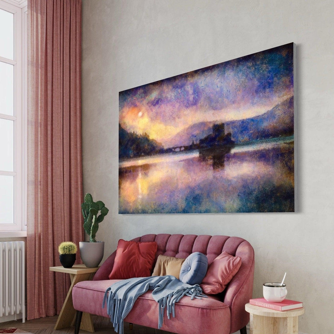 Eilean Donan Castle Moonlight 60x40 inch Stretched Canvas Statement Wall Art