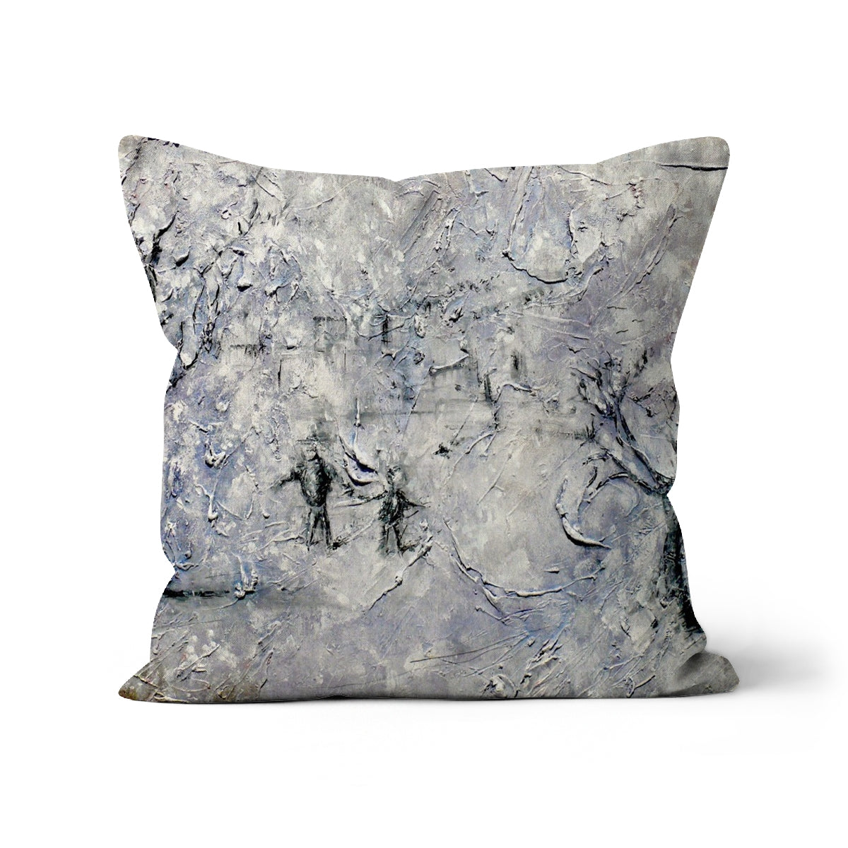 Father Daughter Snow Art Gifts Cushion | Abstract & Impressionistic Art Gallery | Paintings, Prints, Homeware and Art Gifts From Scotland By Scottish Artist Kevin Hunter