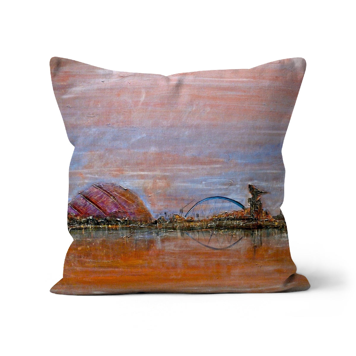 Glasgow Harbour Art Gifts Cushion | Edinburgh & Glasgow Art Gallery | Paintings, Prints, Homeware and Art Gifts From Scotland By Scottish Artist Kevin Hunter