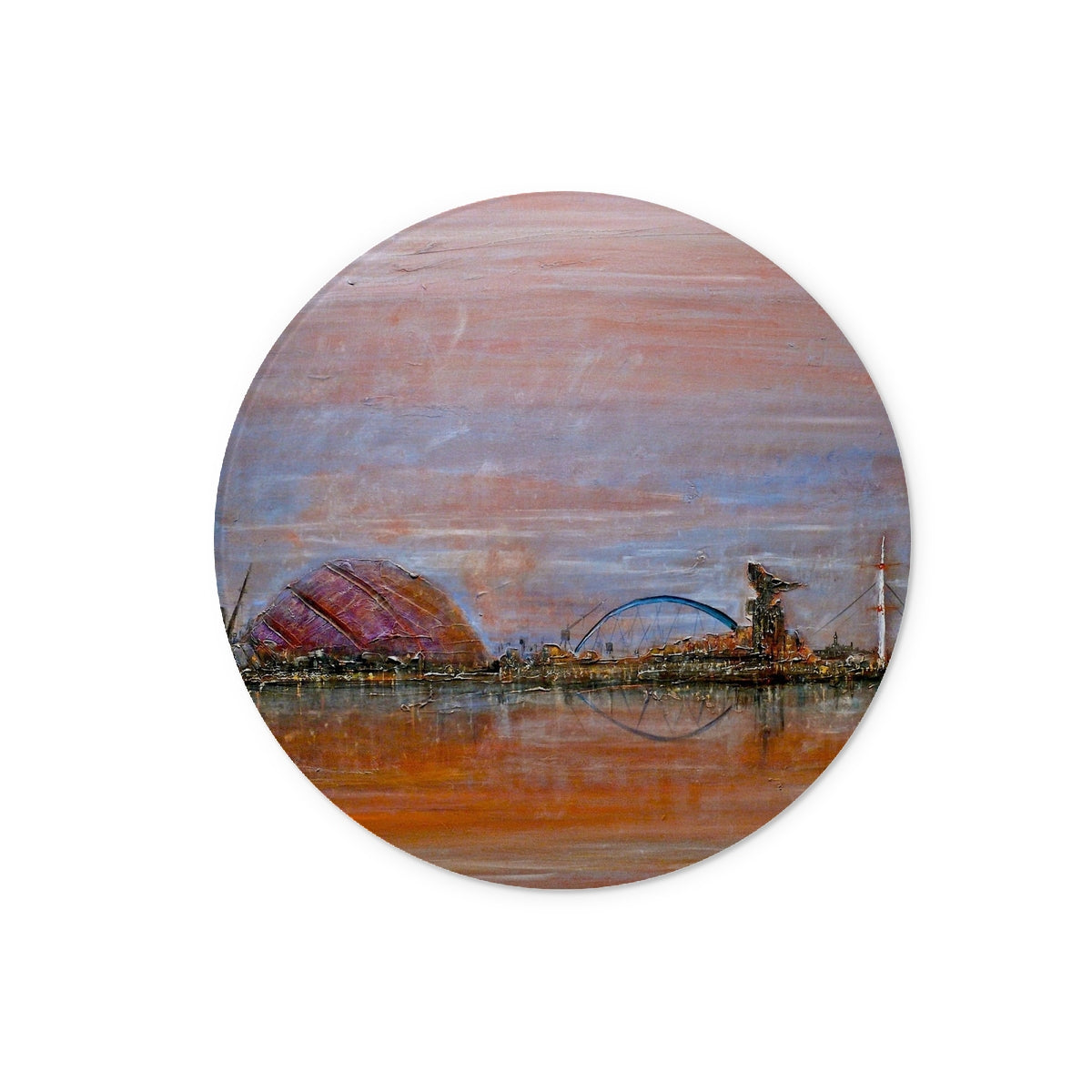 Glasgow Harbour Art Gifts Glass Chopping Board | Edinburgh &amp; Glasgow Art Gallery | Paintings, Prints, Homeware and Art Gifts From Scotland By Scottish Artist Kevin Hunter