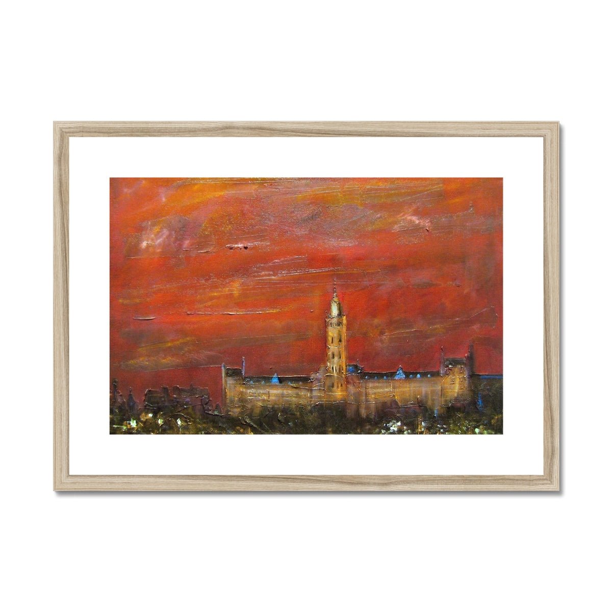 Glasgow University Dusk Painting | Framed &amp; Mounted Prints From Scotland