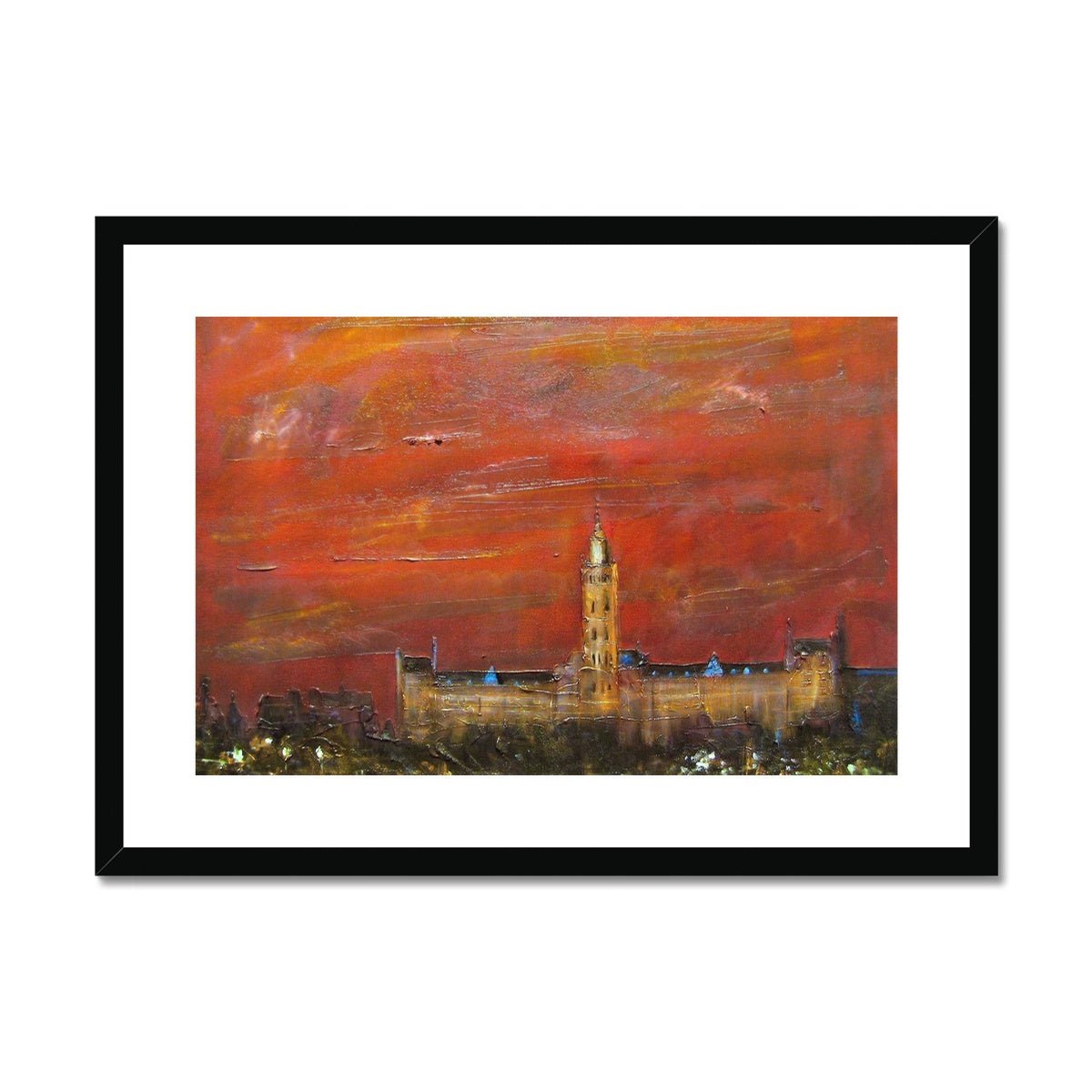 Glasgow University Dusk Painting | Framed &amp; Mounted Prints From Scotland