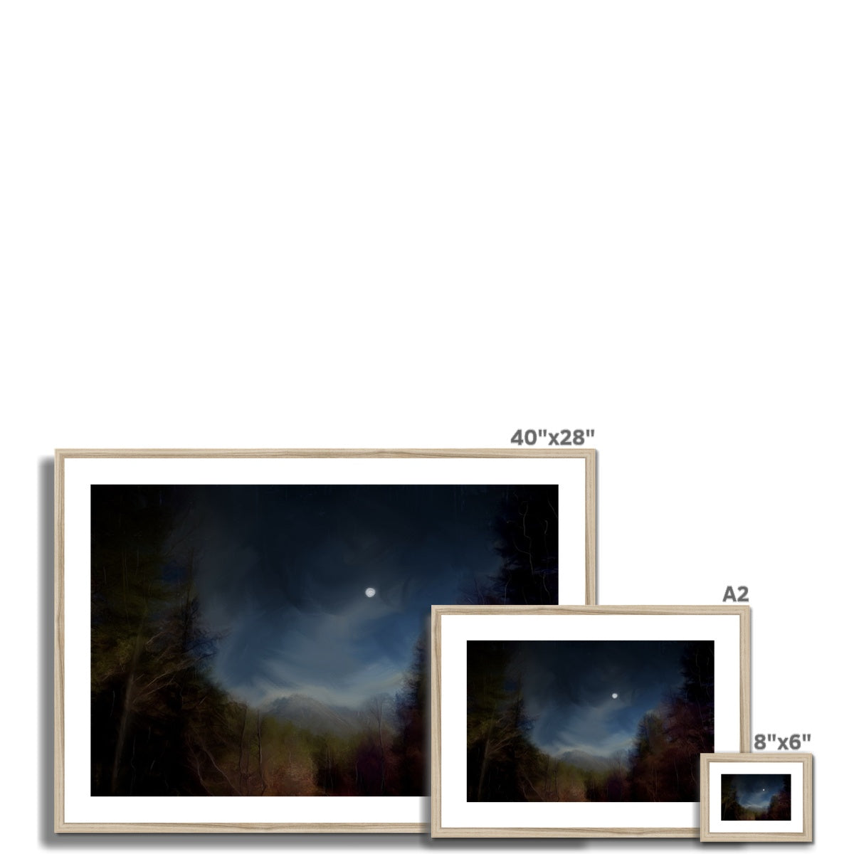 Glencoe Lochan Moonlight Painting | Framed &amp; Mounted Prints From Scotland