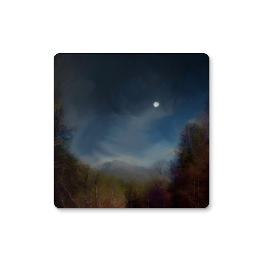 Glencoe Lochan Moonlight | Scottish Art Gifts | Coaster | Glencoe Art Gallery | Paintings, Prints, Homeware and Art Gifts From Scotland By Scottish Artist Kevin Hunter