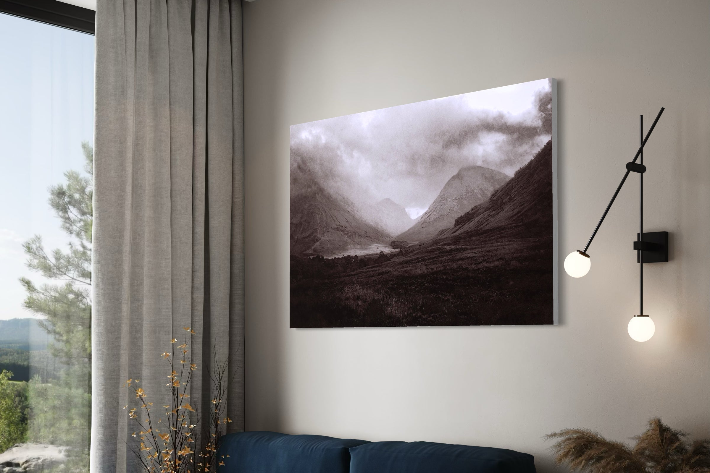 Glencoe Mist 60x40 inch Stretched Canvas Print from my Glencoe Art Gallery Collection