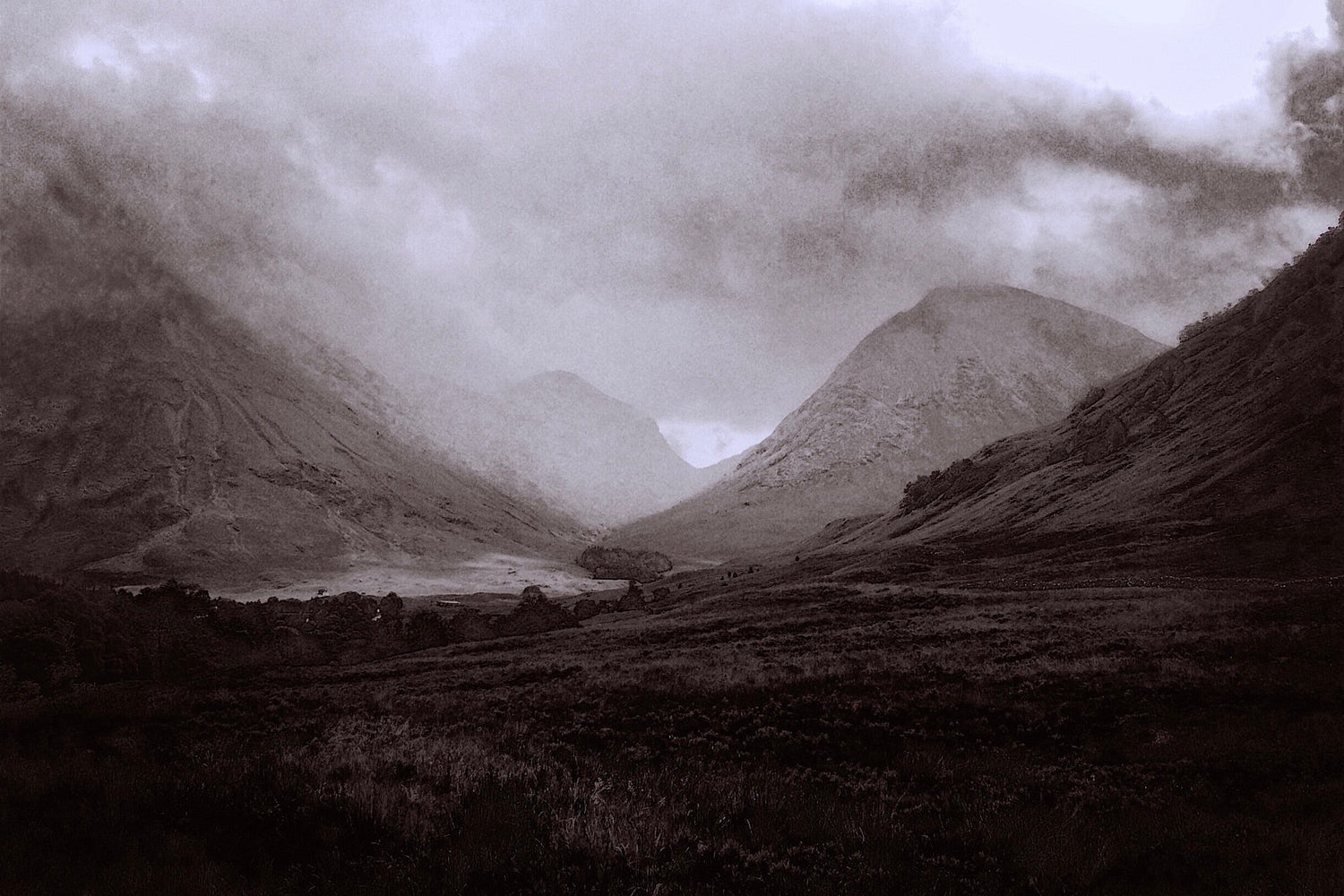 Glencoe Mist 60x40 inch Stretched Contemporary Interior Canvas Art Scotland Statement Wall Art-Glencoe Art Gallery