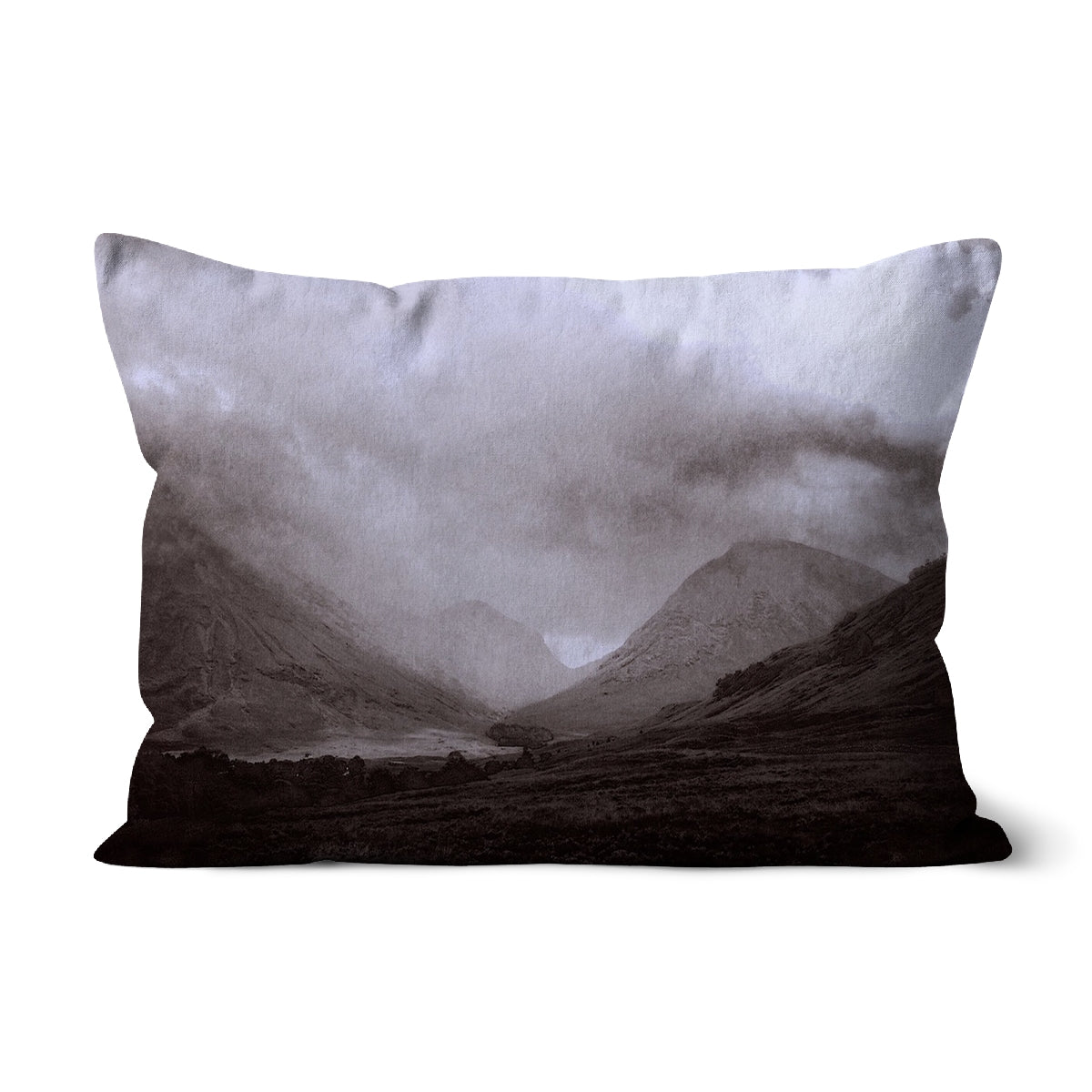 Glencoe Mist Art Gifts Cushion | Glencoe Art Gallery | Paintings, Prints, Homeware and Art Gifts From Scotland By Scottish Artist Kevin Hunter