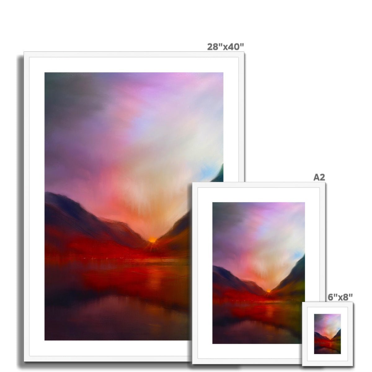 Glencoe Sunset Painting | Framed & Mounted Prints From Scotland