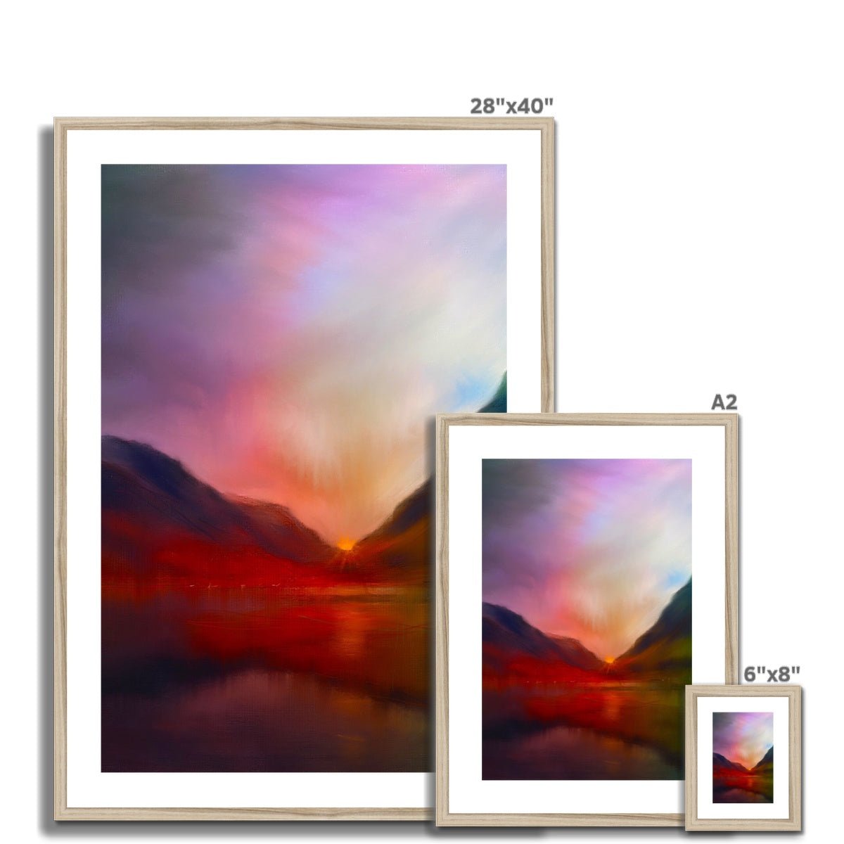 Glencoe Sunset Painting | Framed &amp; Mounted Prints From Scotland