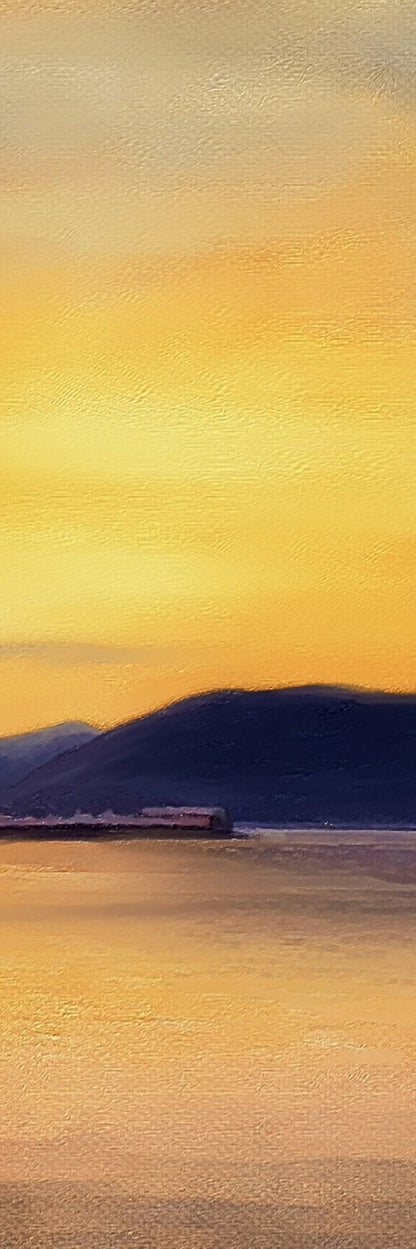 Gourock From Cardwell Bay Painting Signed Fine Art Triptych Canvas