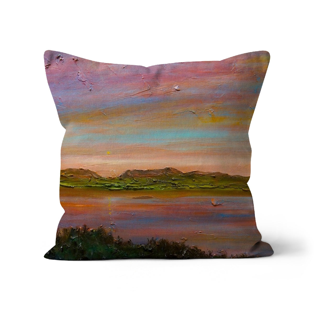 Gourock Golf Club Sunset Art Gifts Cushion | River Clyde Art Gallery | Paintings, Prints, Homeware and Art Gifts From Scotland By Scottish Artist Kevin Hunter