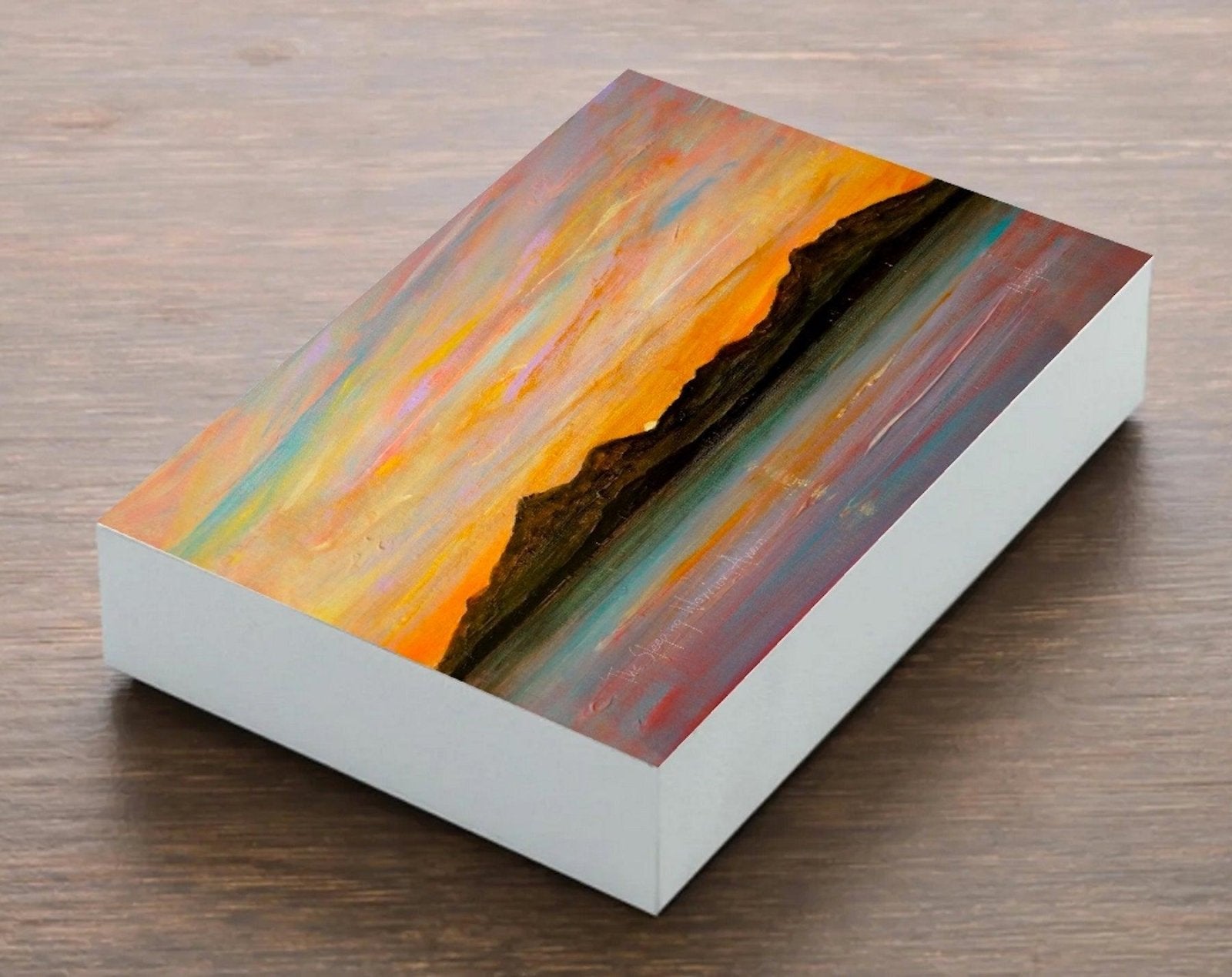 Jura Sunset Wooden Art Block