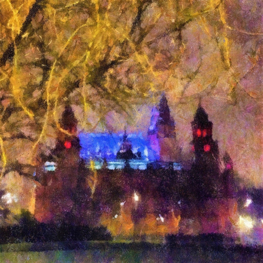 Kelvingrove Nights Moonlight Wooden Art Block